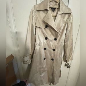 Etcetera Cream Satin Double Breasted Trench Coat